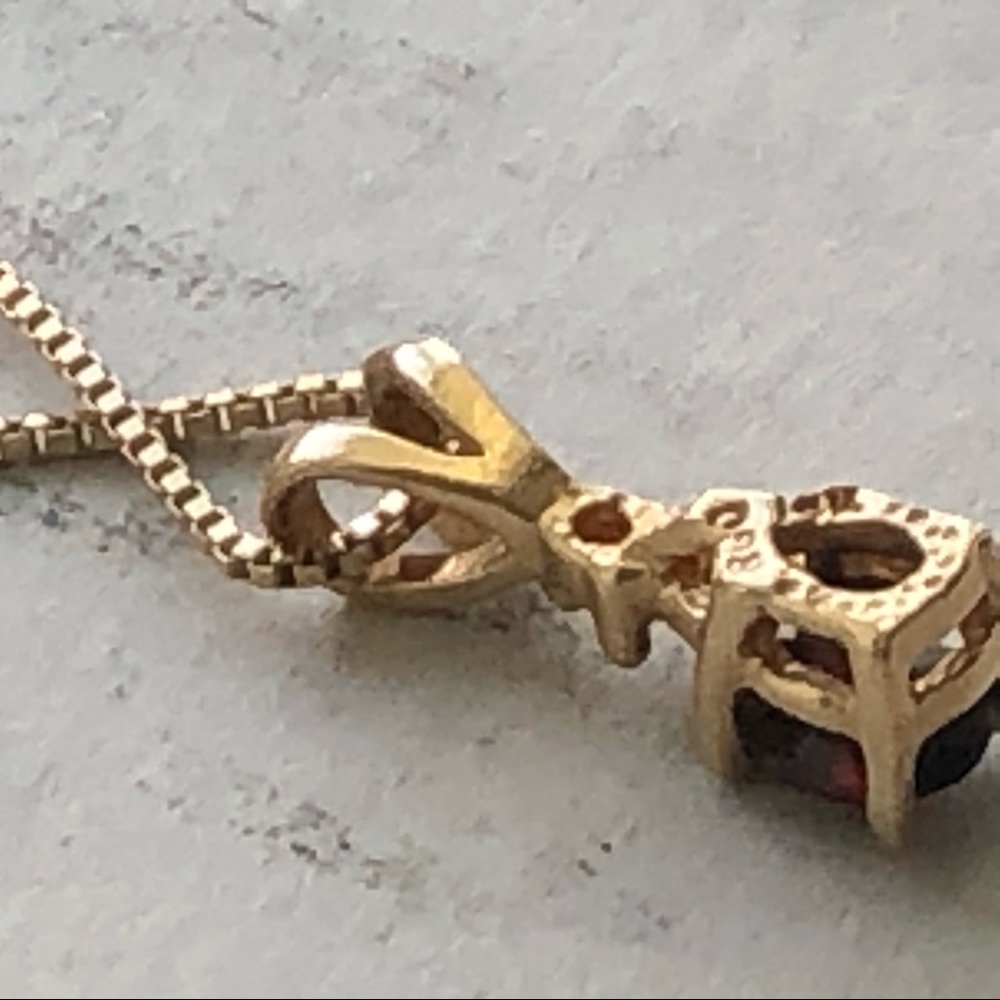 14K Spinel 585 Gold Necklace with Ruby teardrop stone - Picture 14 of 16